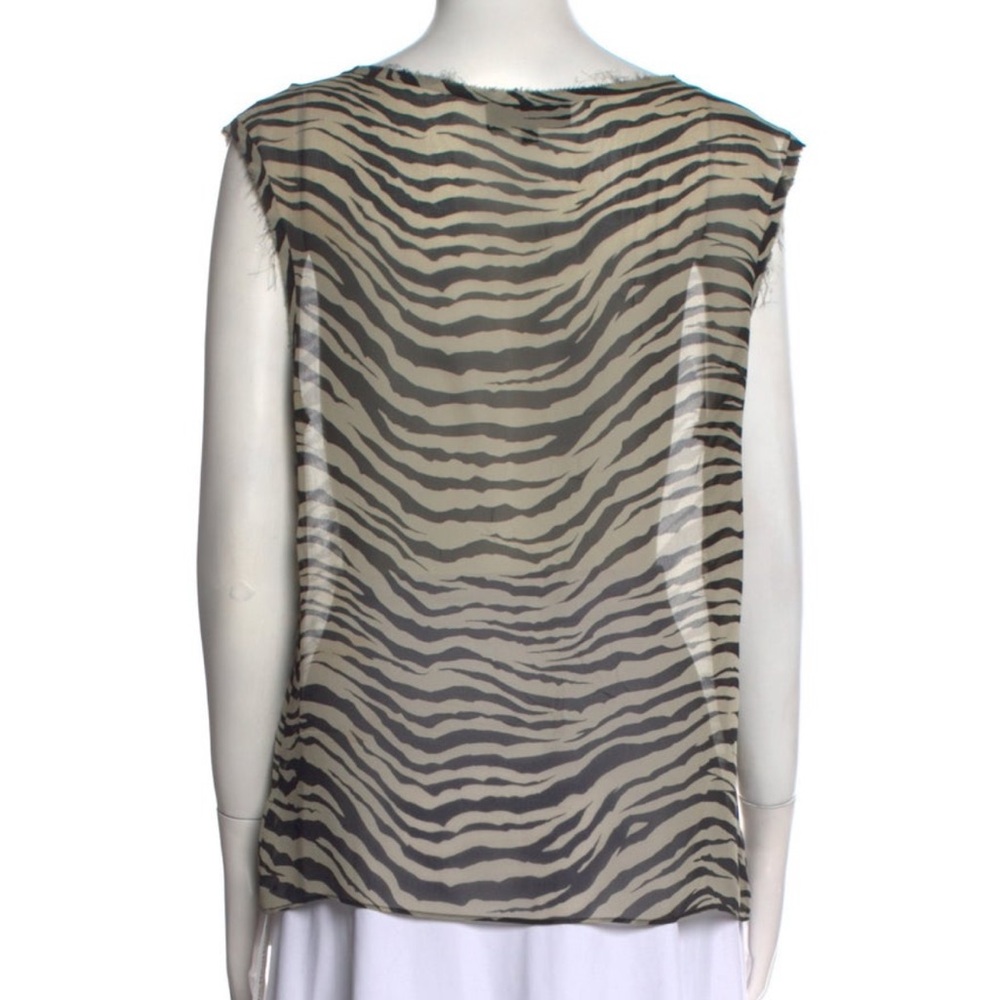 Nili Lotan “ Sadie Tank “ Bengal Tiger Sheer Zebra SILK Top Blouse Black Cream M - Picture 7 of 16